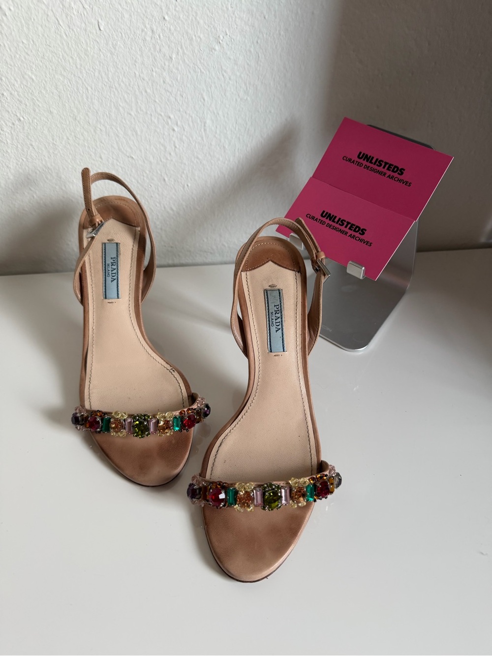 Vintage Prada Jeweled Satin Slingback Heels Size 36 - Picture 3 of 16